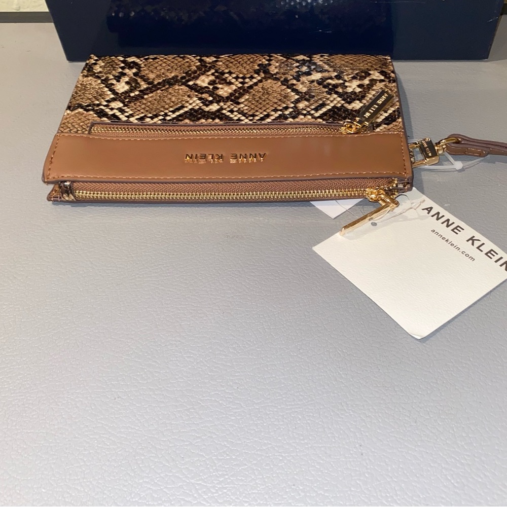 Anne Klein Wallet Wristlet, Color: Chestnut Brown, Faux Snake Skin Design - Picture 4 of 12